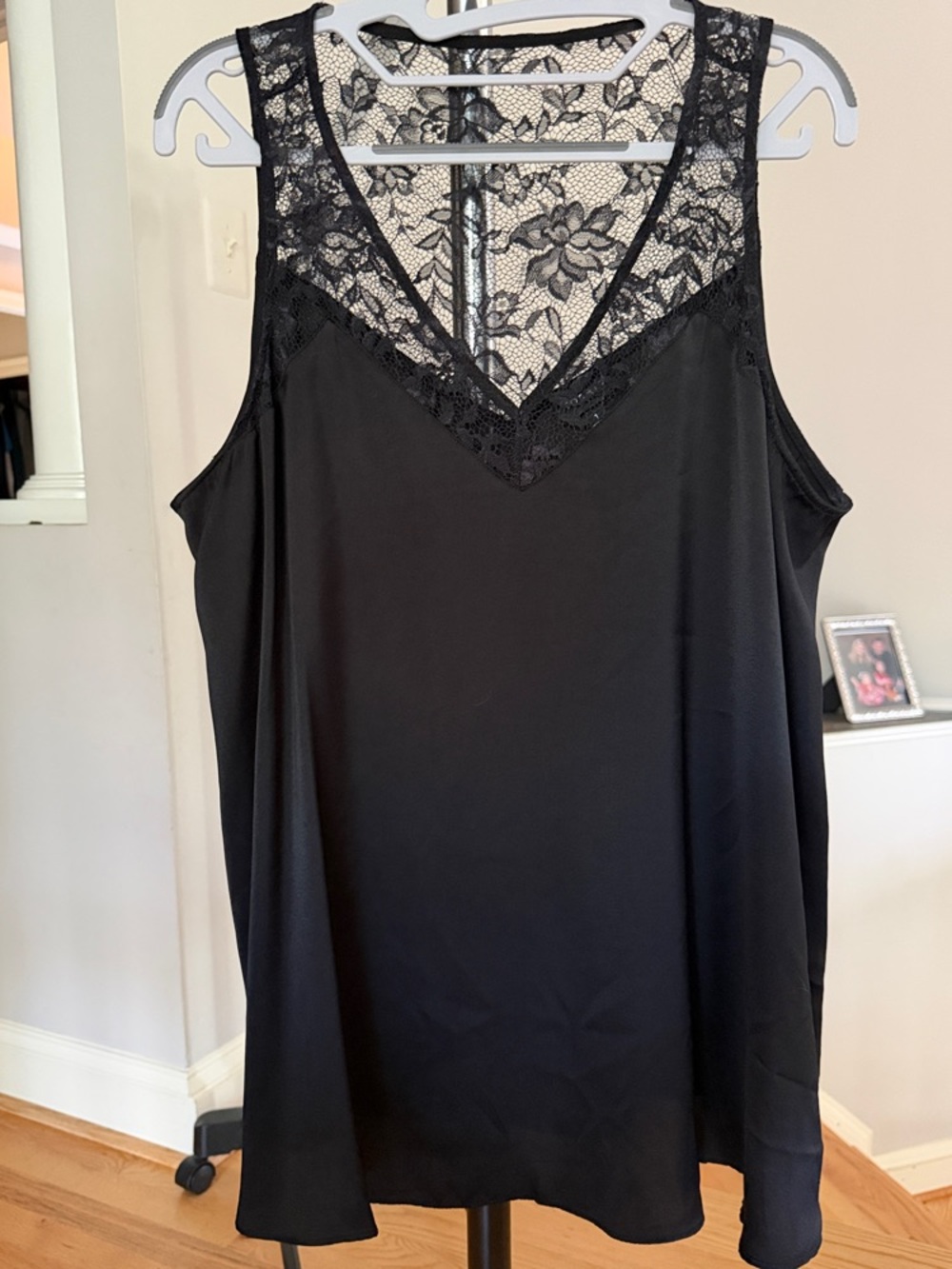 torrid Black Lace Trim V-Neck Tank